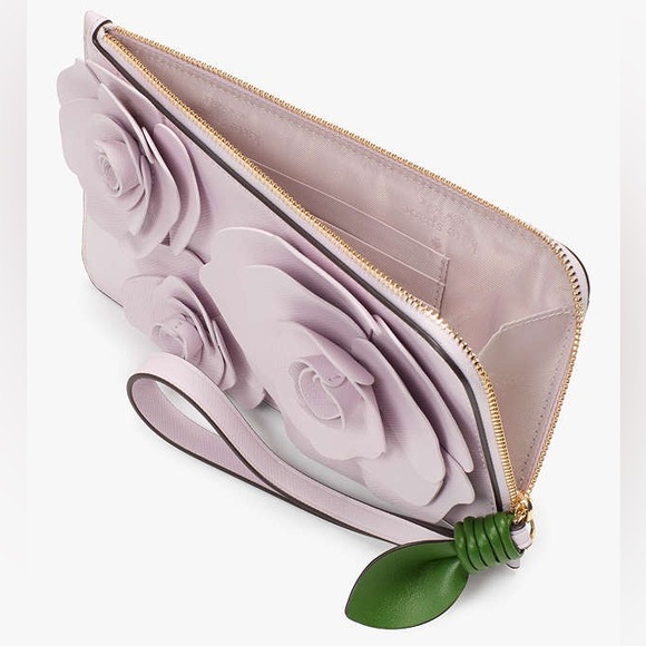 kate spade NWT! Flora Flower Medium L-Zip Wristlet - Picture 3 of 11